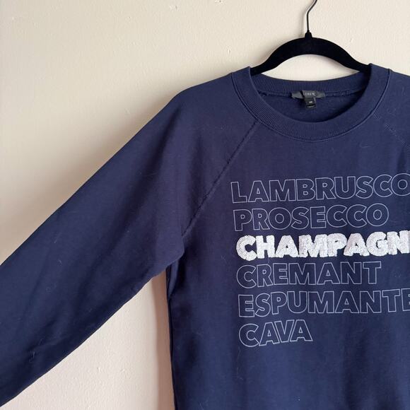 J. Crew Navy + White Sequin Detail Champagne Crewneck Sweatshirt - XS - Picture 3 of 9